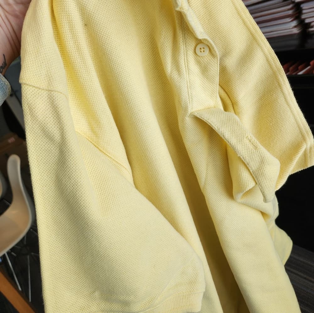 Vintage Eddie Bauer Pale Yellow Polo Style Shirt Made in USA - Thumbnail 6