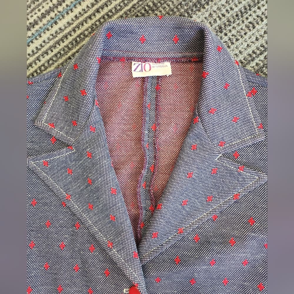 Cute Vintage 1990s or Y2K Red and Purple Zio Blazer with Pockets - Thumbnail 2