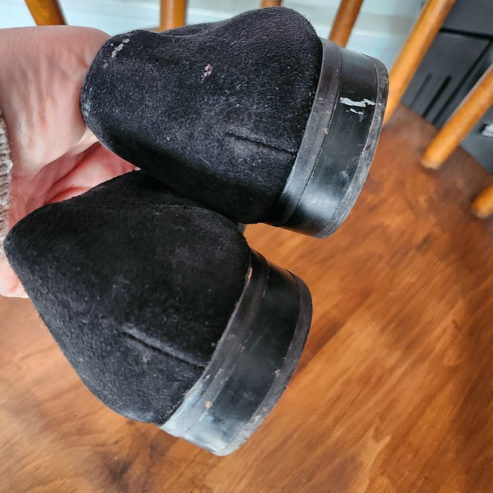 Ann Klein Black Suede Studded Dress Flats - Thumbnail 5