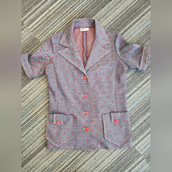 Cute Vintage 1990s or Y2K Red and Purple Zio Blazer with Pockets - Thumbnail 9