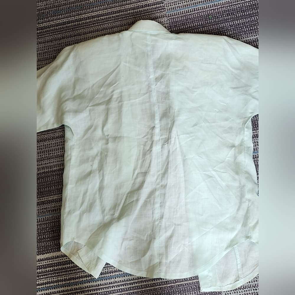Vintage Anne French Light Turquiose Textured Abstract Blouse - Thumbnail 8
