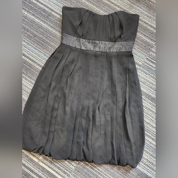 White House Black Market Black Pleated Strapless Baby Doll Dress - Thumbnail 9