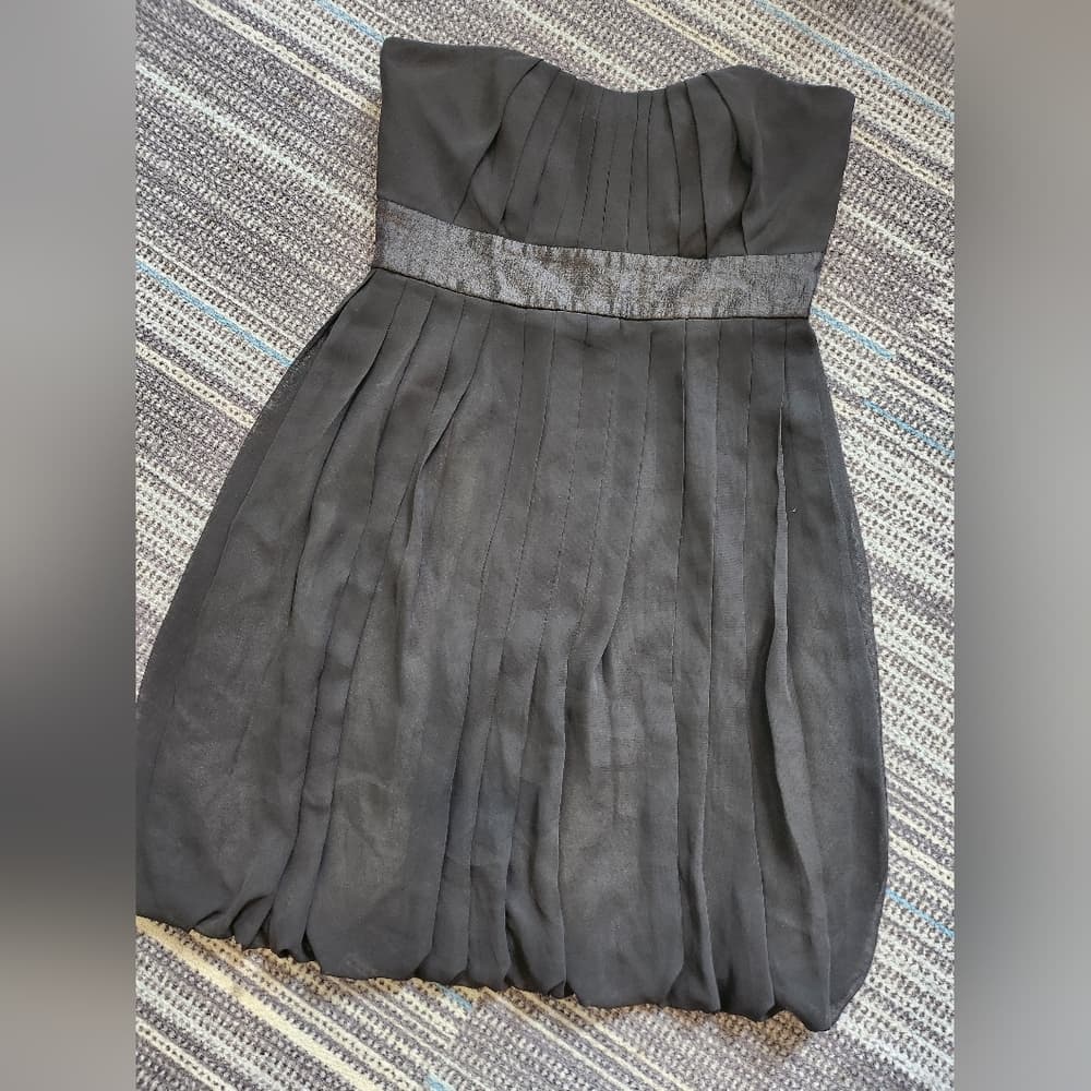 White House Black Market Black Pleated Strapless Baby Doll Dress - Thumbnail 8