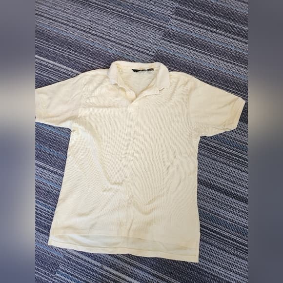Vintage Eddie Bauer Pale Yellow Polo Style Shirt Made in USA - Thumbnail 9