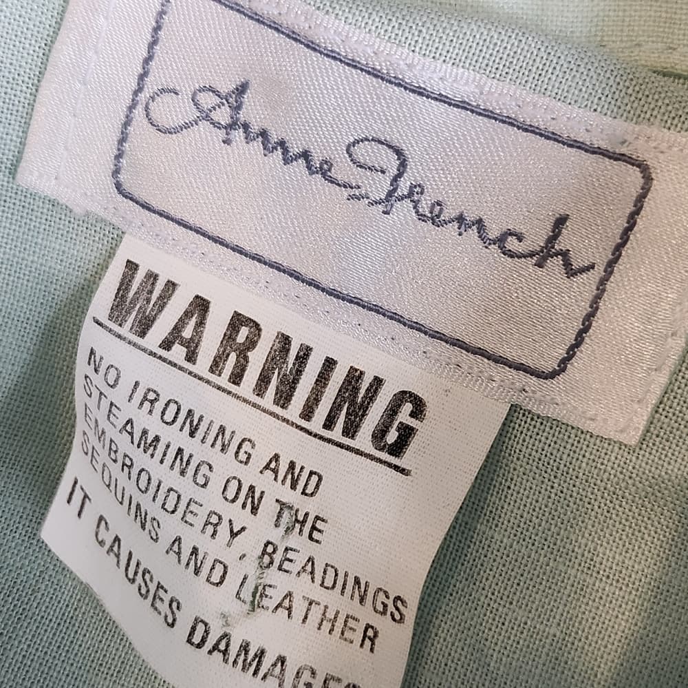 Vintage Anne French Light Turquiose Textured Abstract Blouse - Thumbnail 5