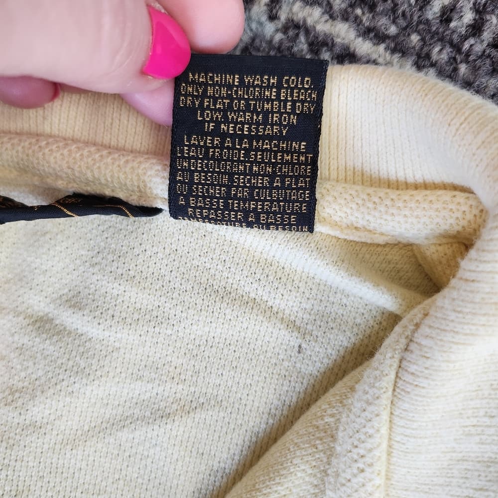 Vintage Eddie Bauer Pale Yellow Polo Style Shirt Made in USA - Thumbnail 4