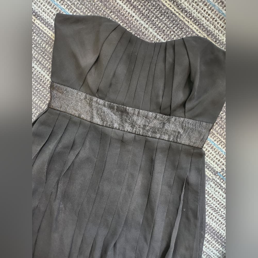 White House Black Market Black Pleated Strapless Baby Doll Dress - Thumbnail 2