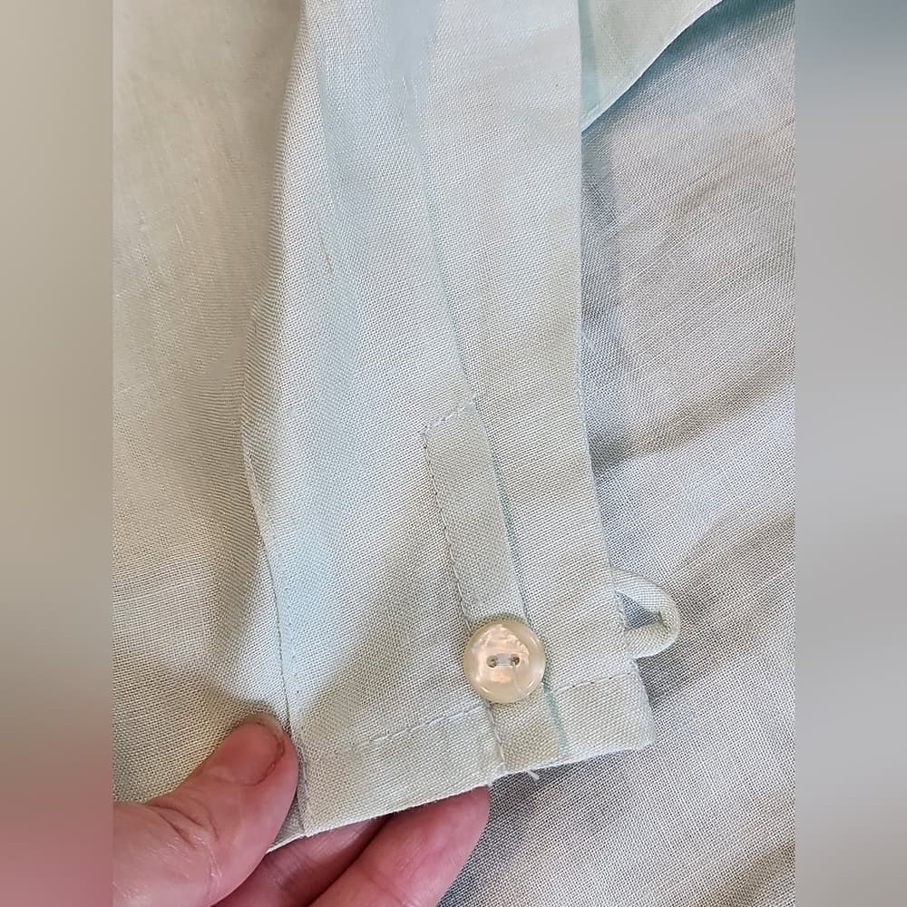 Vintage Anne French Light Turquiose Textured Abstract Blouse - Thumbnail 7
