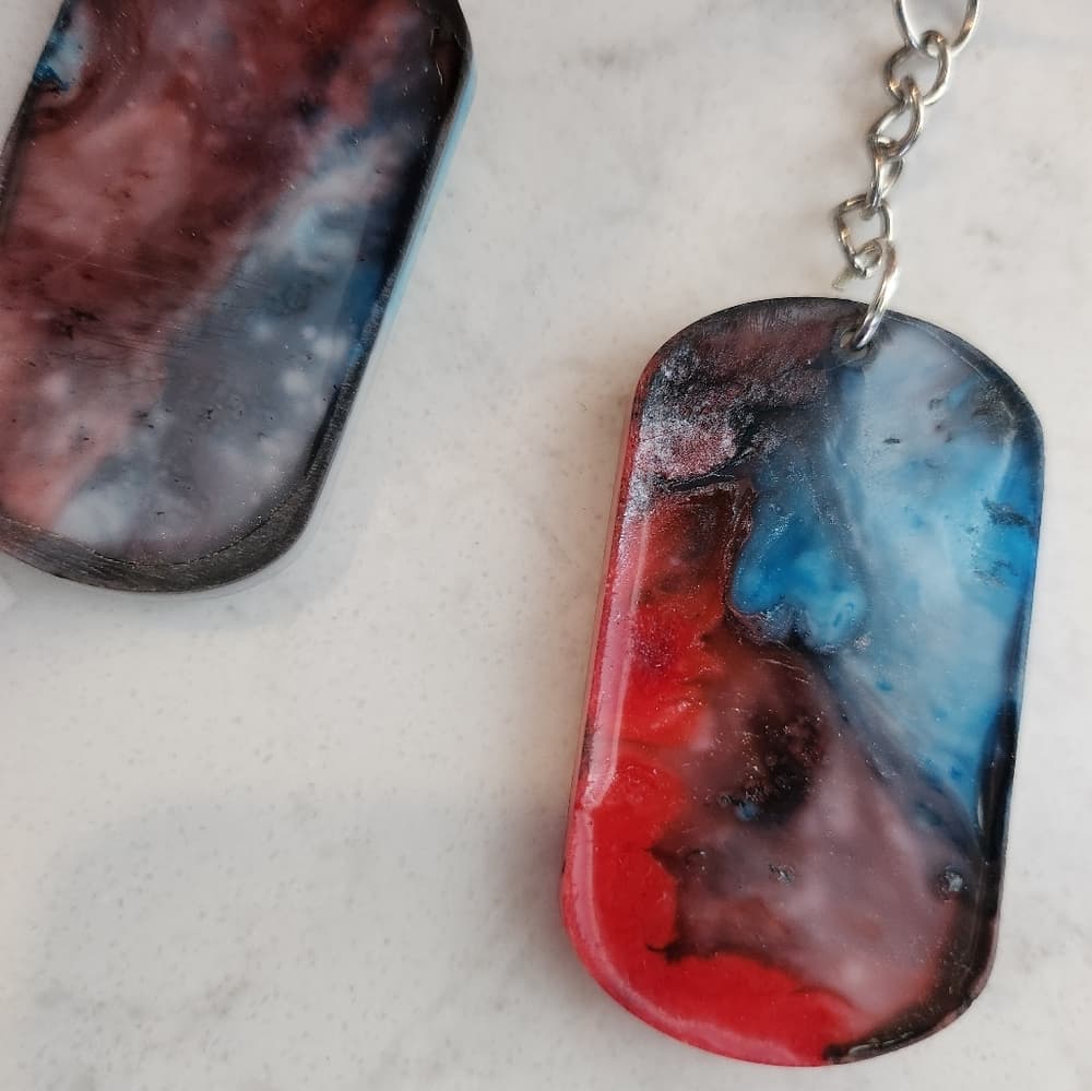 Handmade Handpainted Resin Colorful His and Hers Matching Key Chains - Thumbnail 5