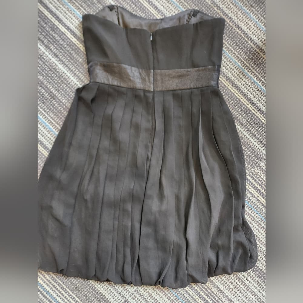 White House Black Market Black Pleated Strapless Baby Doll Dress - Thumbnail 4