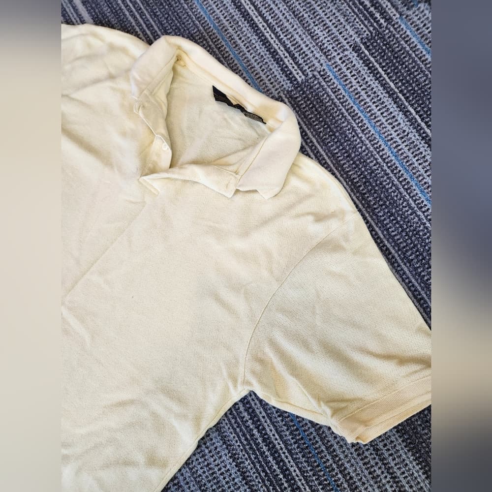Vintage Eddie Bauer Pale Yellow Polo Style Shirt Made in USA - Thumbnail 2