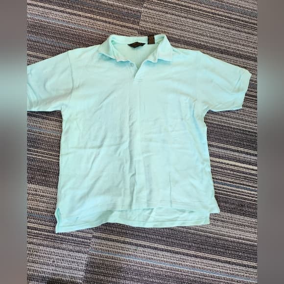 Vintage Eddie Bauer Light Turqiouse Polo Style Shirt Made in USA - Thumbnail 10