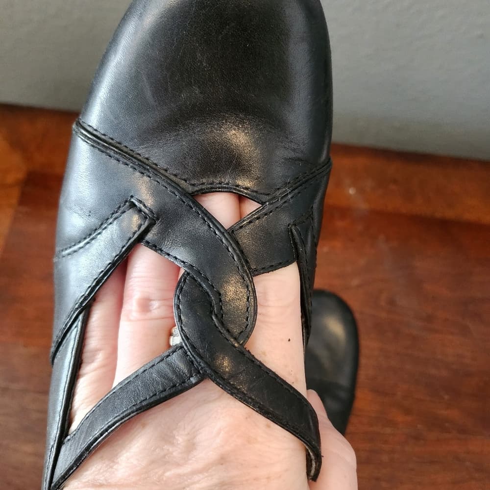 Clarks Black Leather Mary Jane Block Heel Slip On - Thumbnail 7