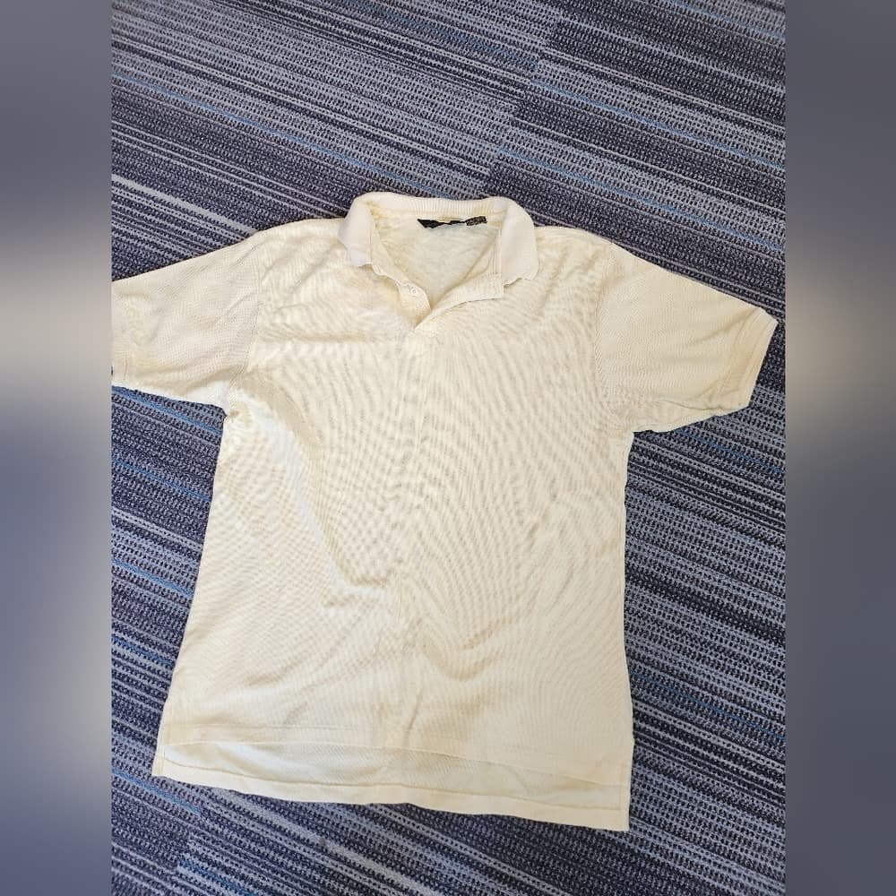 Vintage Eddie Bauer Pale Yellow Polo Style Shirt Made in USA - Thumbnail 8
