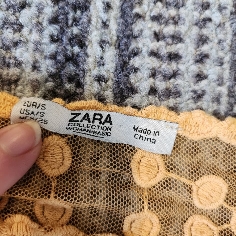 Zara Oversize Crochet Lace Sheer Top Rusty Orange - Thumbnail 2