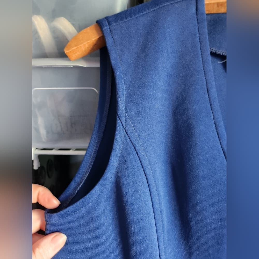 Vintage Mod 60s Blue Tailored Button Down Sleeveless Vest with Pockets s/m - Thumbnail 8
