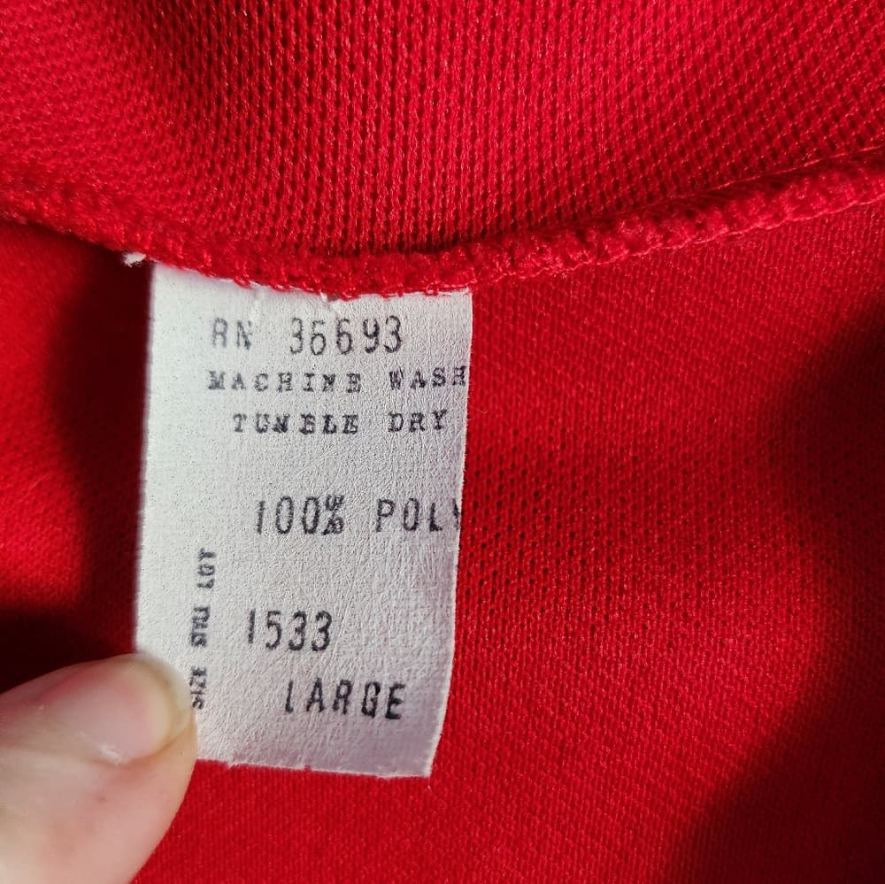 Vintage 60's Mod Red Button Up Collard Pleated Polyester Top with Pockets - Thumbnail 7