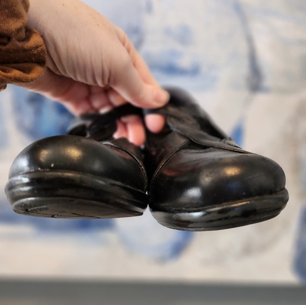 Clarks Black Leather Mary Jane Block Heel Slip On - Thumbnail 3