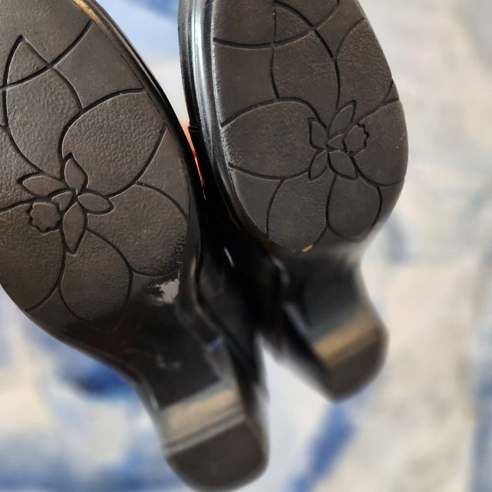 Clarks Black Leather Mary Jane Block Heel Slip On - Thumbnail 4