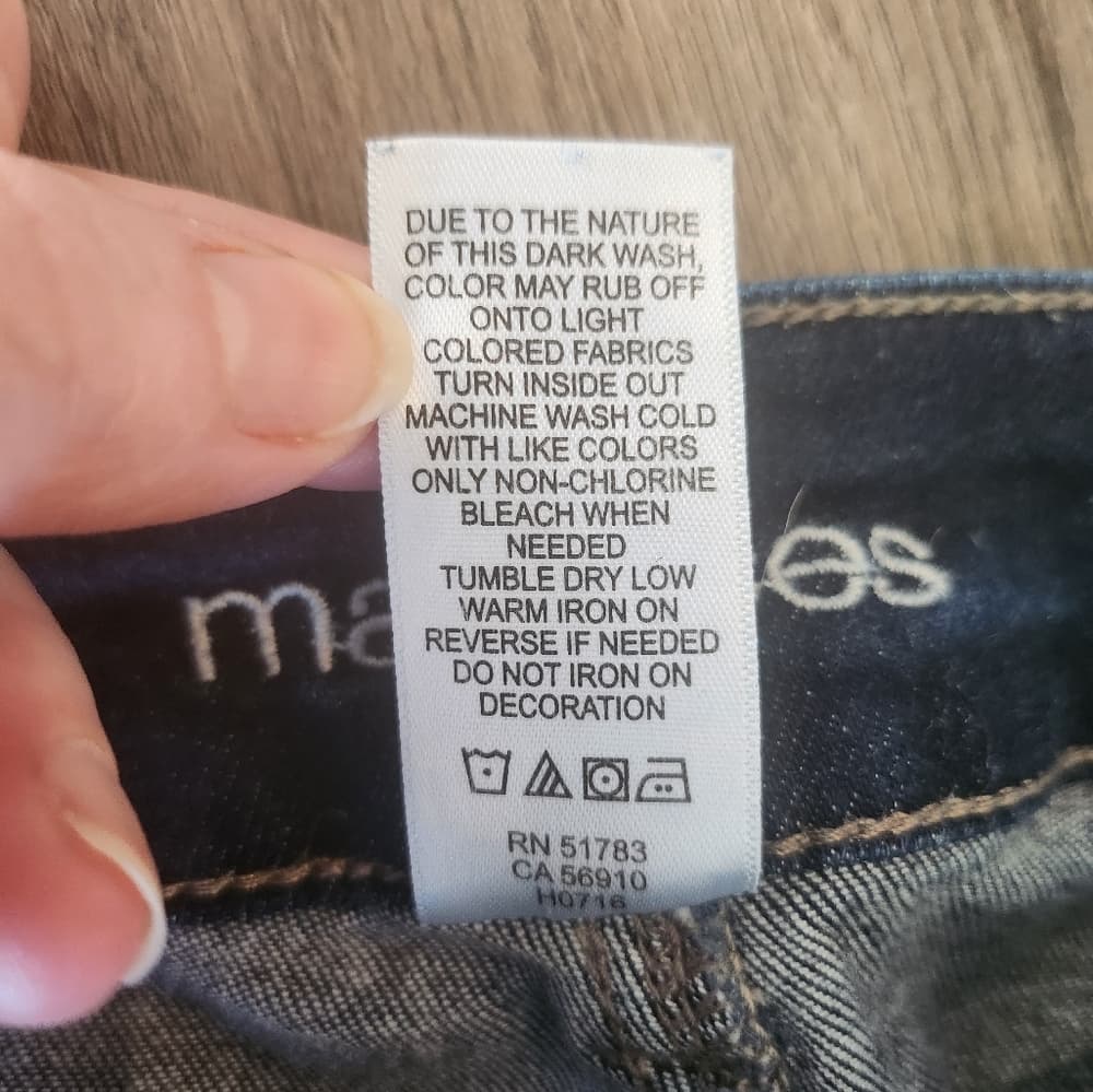 Maurices Dark Blue Distressed Stretchy Jeans With Whiskering And Red Plaid - Thumbnail 4