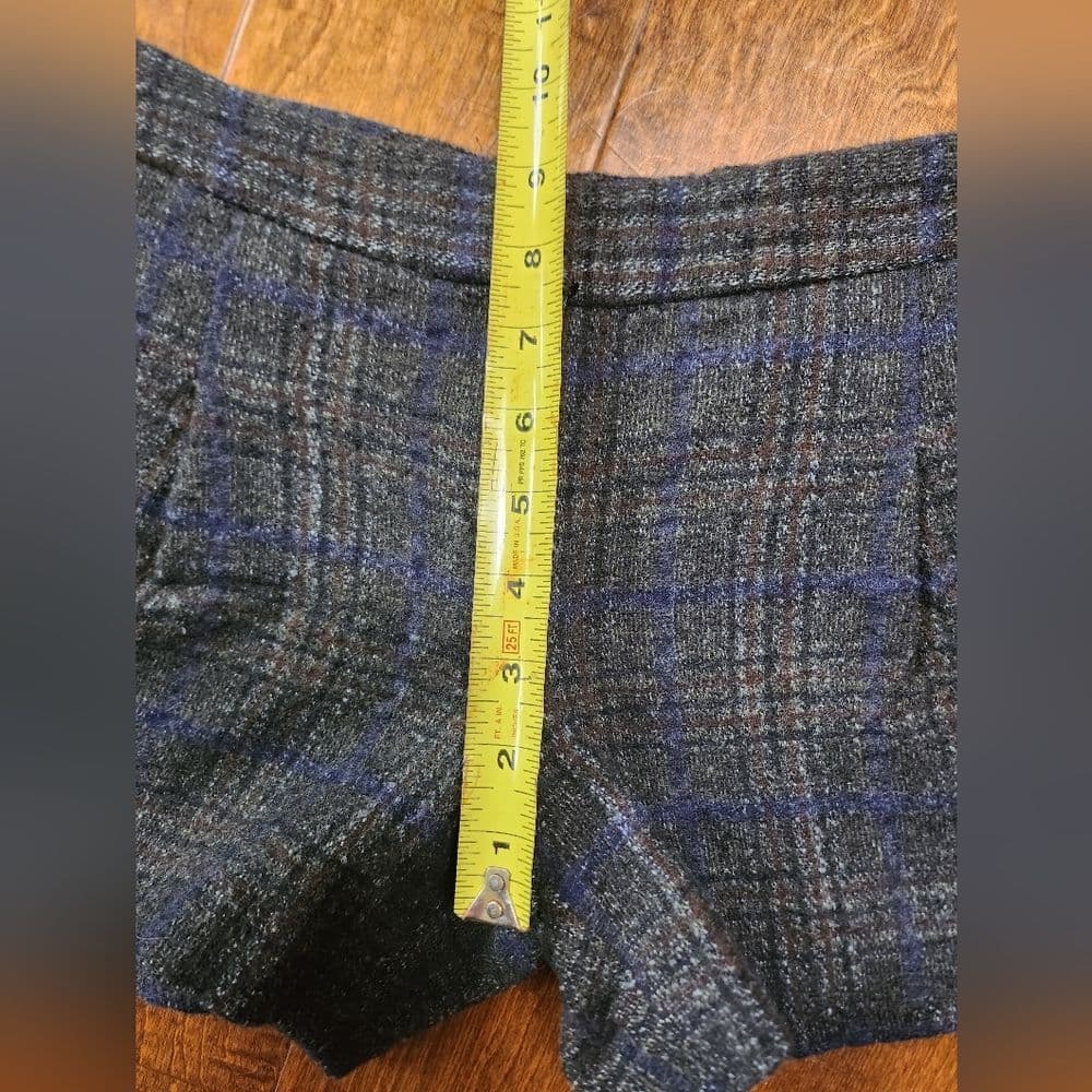 Theory Charcoal and Blue Alpaca Wool Blend Dress Shorts - Thumbnail 5