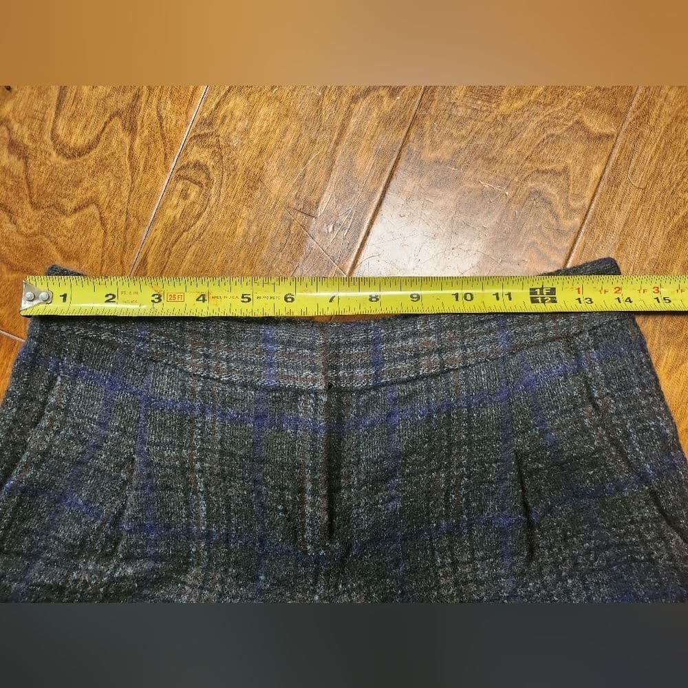 Theory Charcoal and Blue Alpaca Wool Blend Dress Shorts - Thumbnail 4