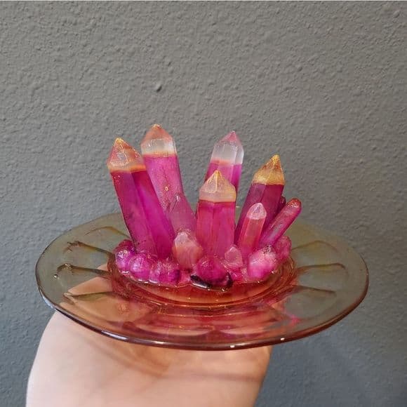 Upcycled Vintage Plate Resin Crystal Ring Holder Trinket Dish Tray - Thumbnail 9