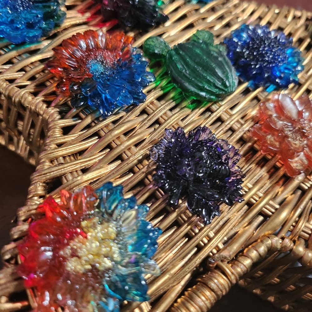 11 Handmade Resin Flower Strong Fridge Magnets Very Colorful - Thumbnail 2