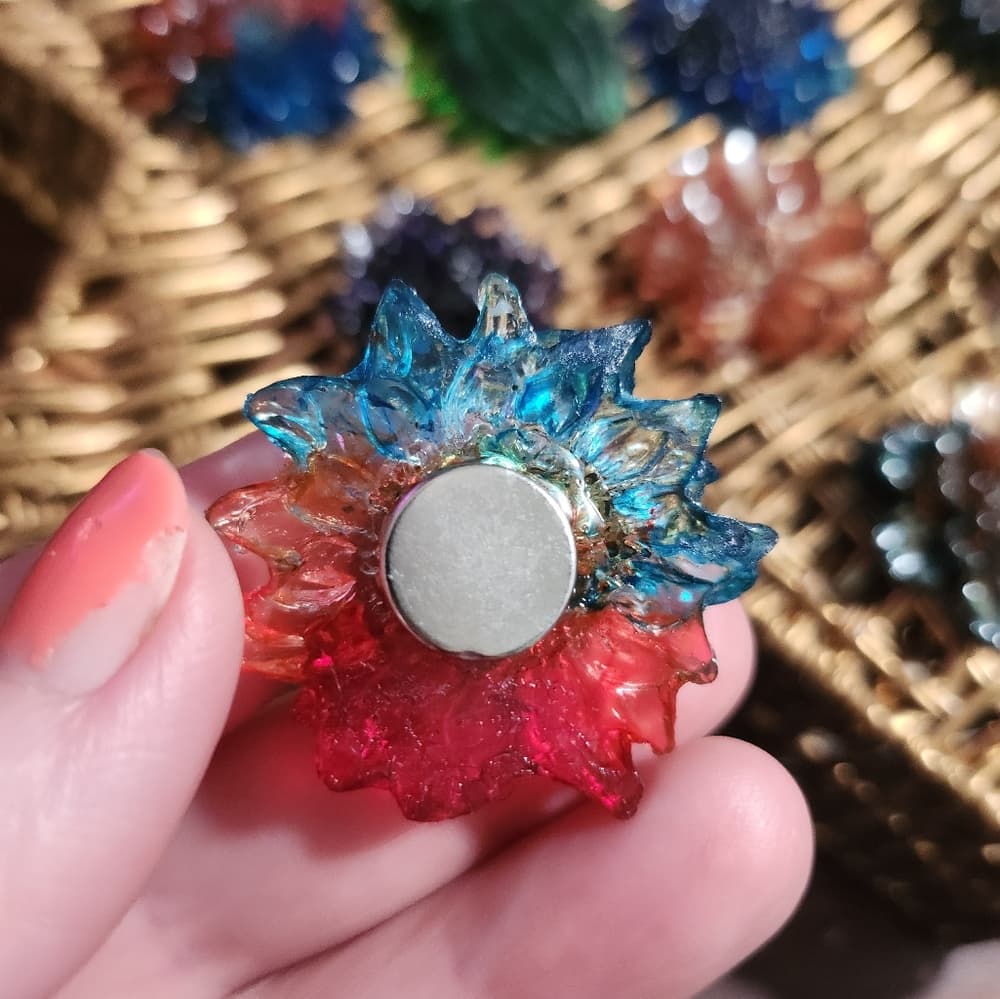 11 Handmade Resin Flower Strong Fridge Magnets Very Colorful - Thumbnail 4