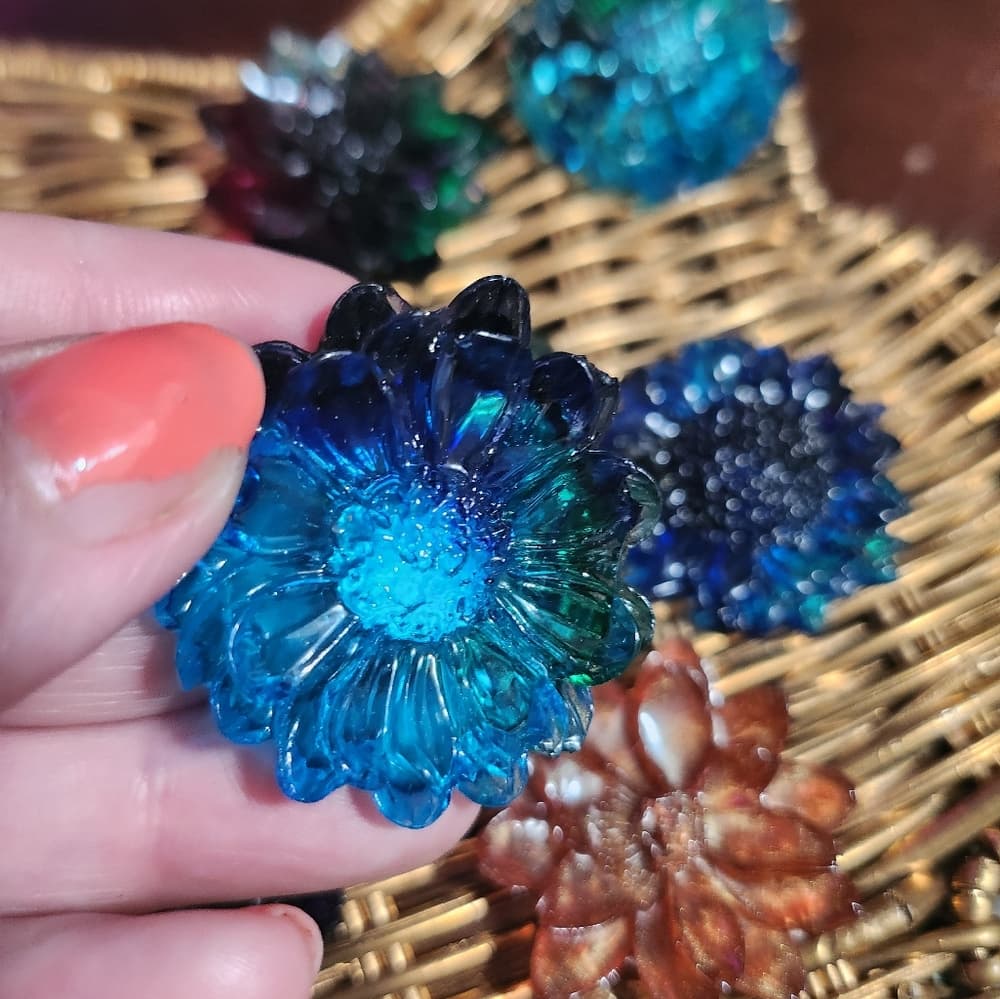 11 Handmade Resin Flower Strong Fridge Magnets Very Colorful - Thumbnail 5