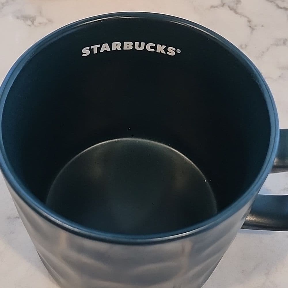 Teal Green Hammered Look Large Starbucks Coffee MUG 14 OZ - Thumbnail 6