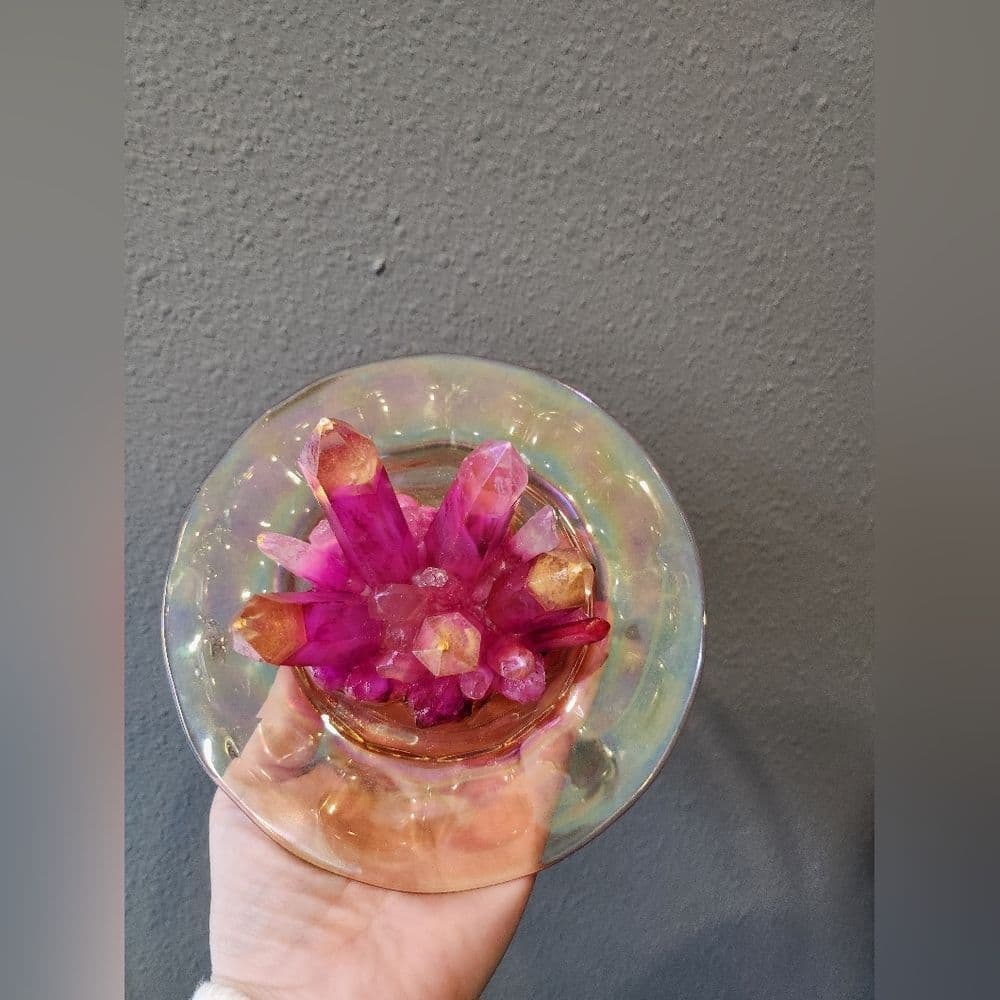 Upcycled Vintage Plate Resin Crystal Ring Holder Trinket Dish Tray - Thumbnail 7
