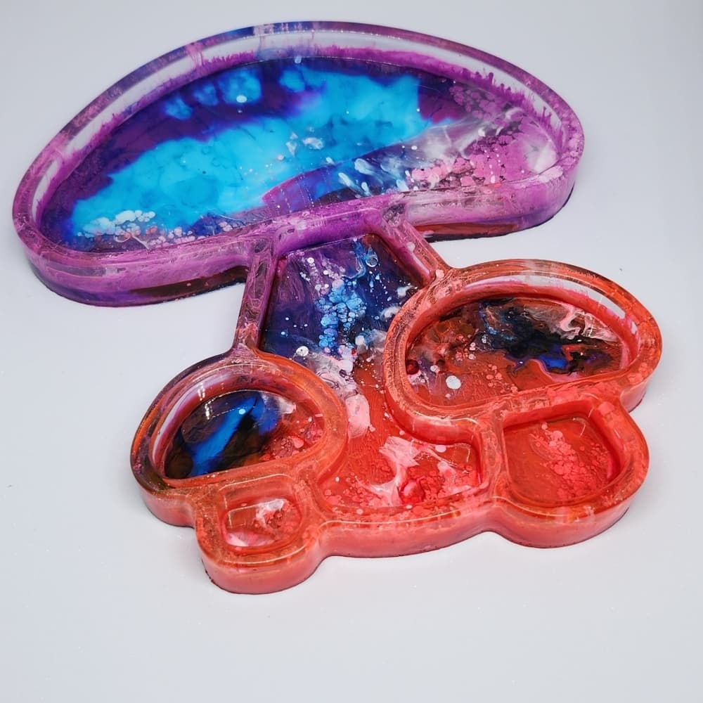 Funky Colorful Resin Mushroom Tray Jewelry Rolling Tray Vanity Make up Holder - Thumbnail 2