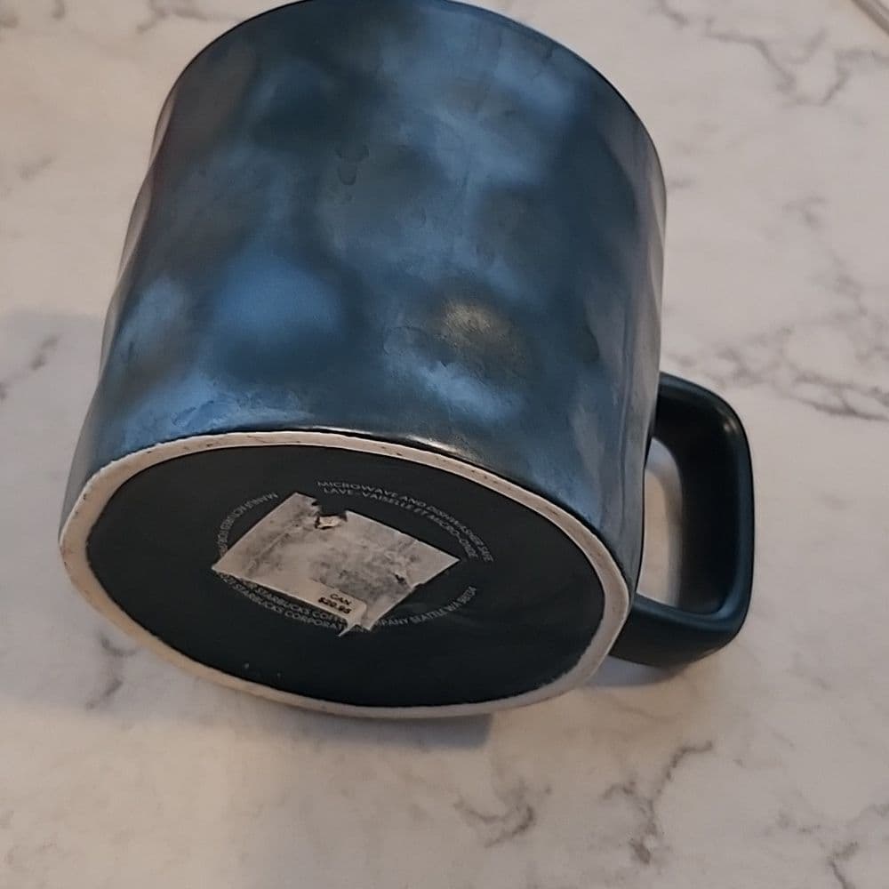 Teal Green Hammered Look Large Starbucks Coffee MUG 14 OZ - Thumbnail 2