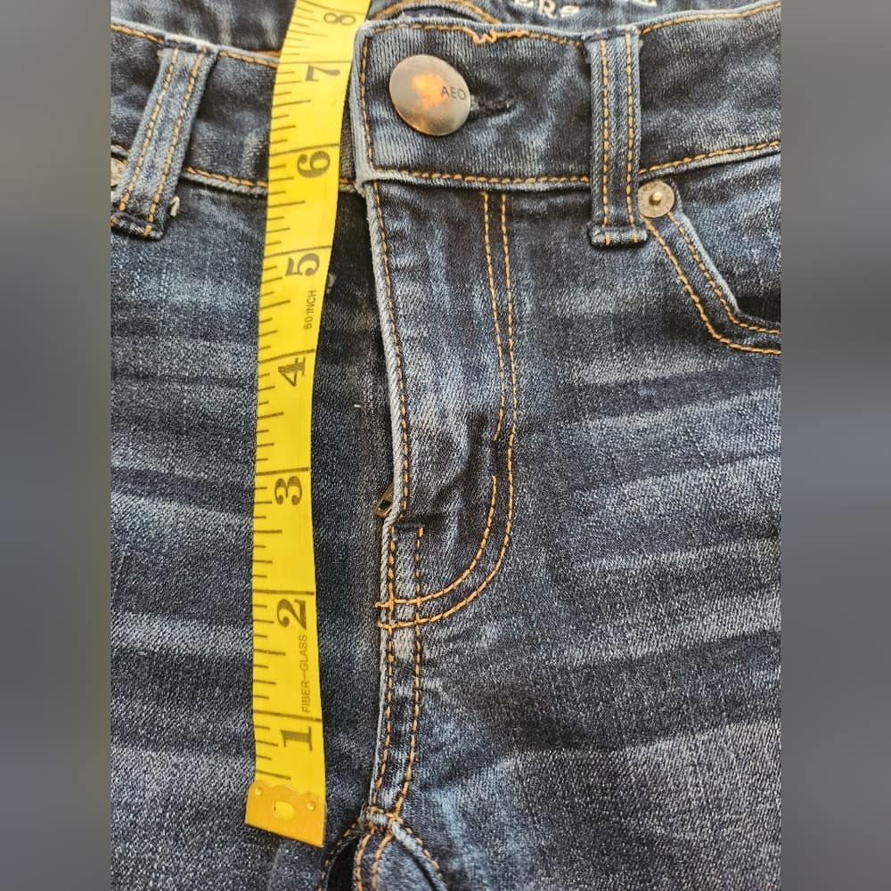 America Eagle Outfitters Blue Denim Cut Off Jean Shorts - Thumbnail 3