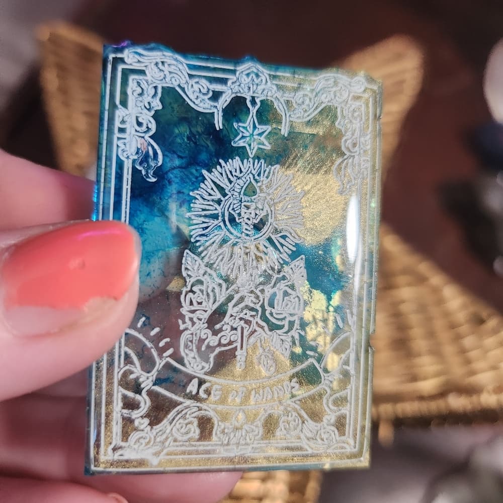 4 Piece Set Resin Tarot Card and Crystal strong Fridge Magnets - Thumbnail 4