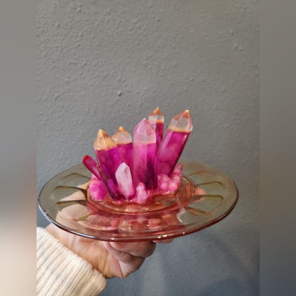 Upcycled Vintage Plate Resin Crystal Ring Holder Trinket Dish Tray - Thumbnail 6