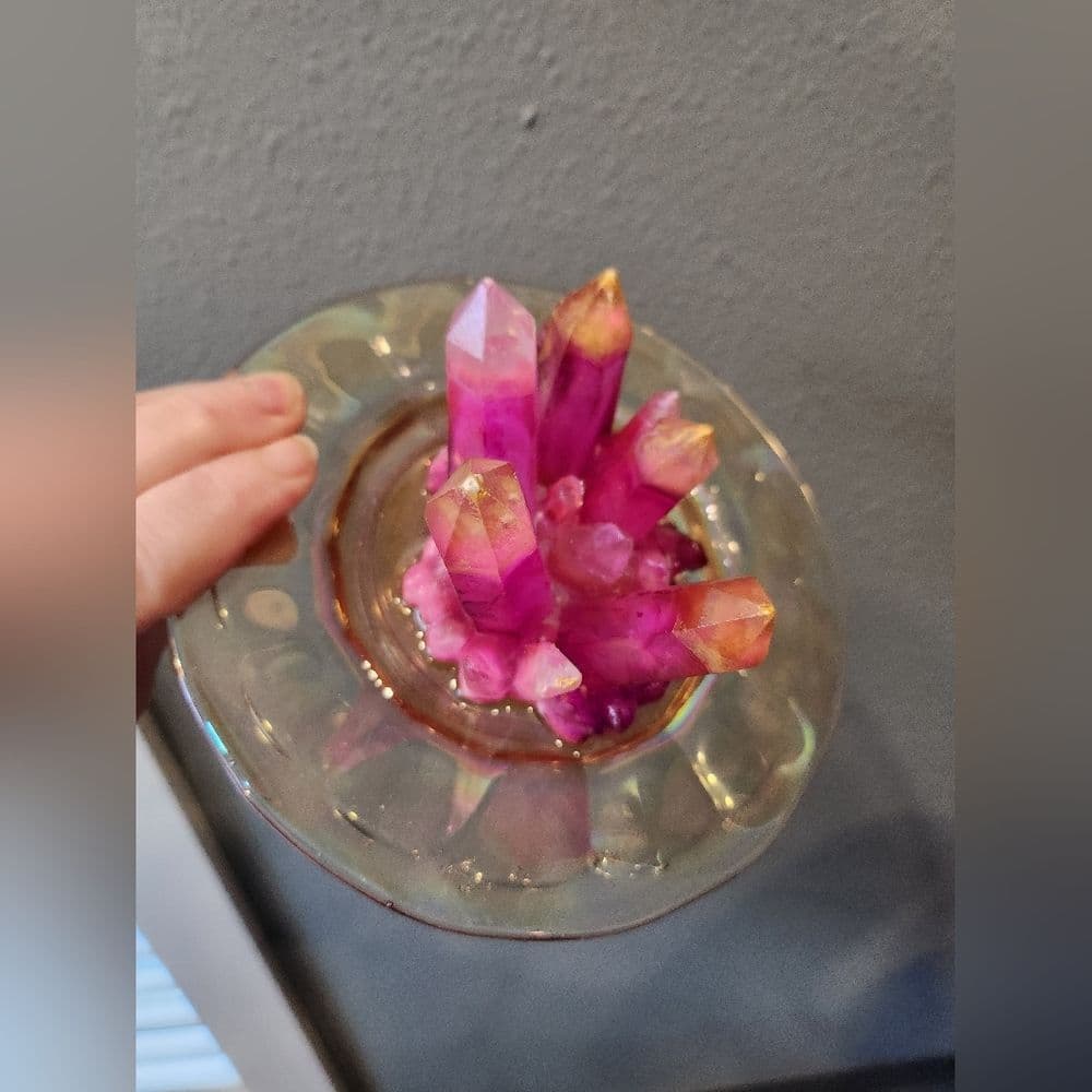 Upcycled Vintage Plate Resin Crystal Ring Holder Trinket Dish Tray - Thumbnail 3