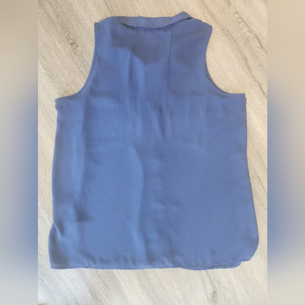 Zac & Rachel Blue Sleeveless Semi Sheer Zip Up Blouse - Thumbnail 5