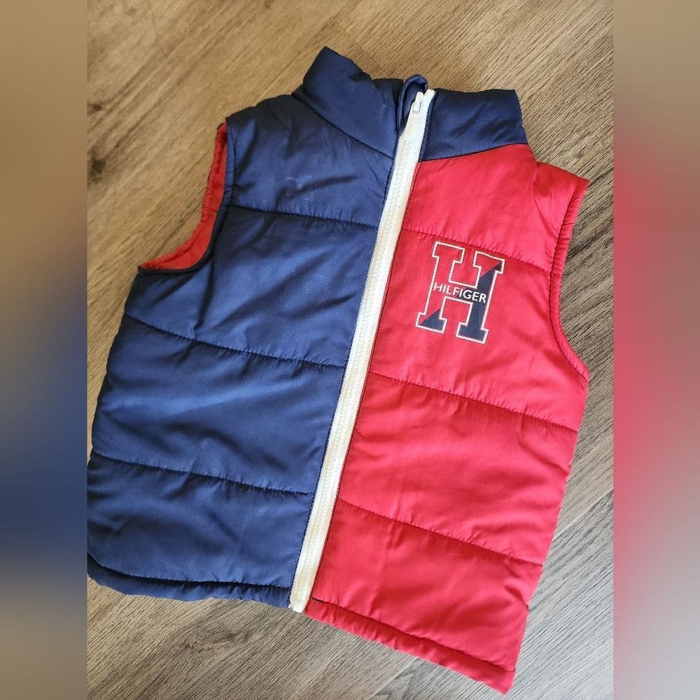 Tommy Hilfiger Blue and Red Baby Puffer Vest - Thumbnail 9