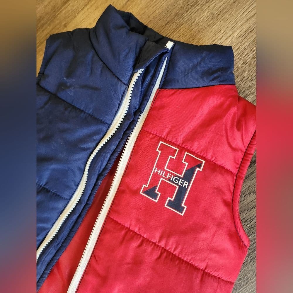 Tommy Hilfiger Blue and Red Baby Puffer Vest - Thumbnail 7