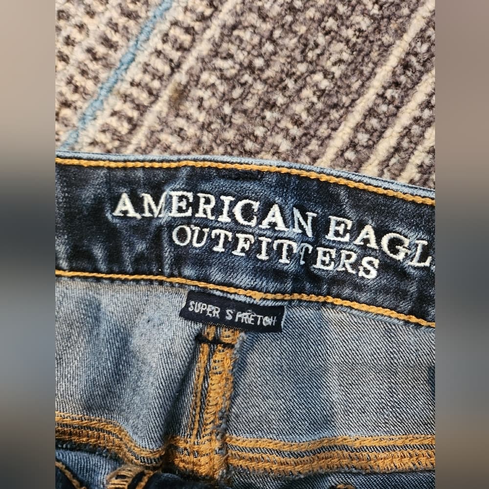 America Eagle Outfitters Blue Denim Cut Off Jean Shorts - Thumbnail 7