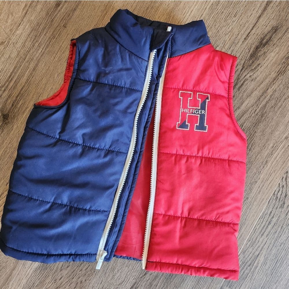 Tommy Hilfiger Blue and Red Baby Puffer Vest - Thumbnail 8