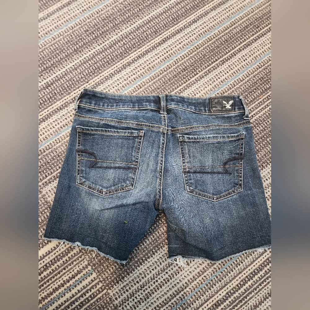 America Eagle Outfitters Blue Denim Cut Off Jean Shorts - Thumbnail 2
