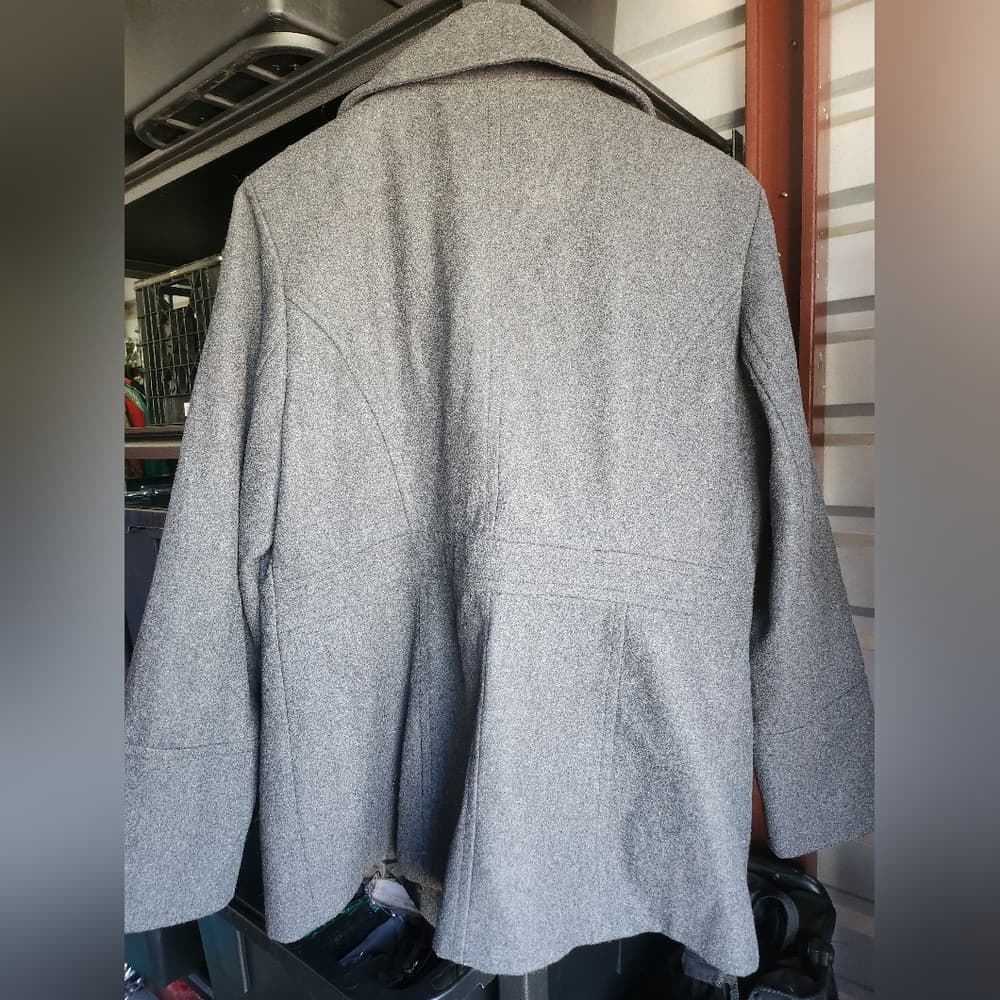 Micheal Micheal Kors Dark Heather Gray Wool Blend Pea Coat - Thumbnail 3