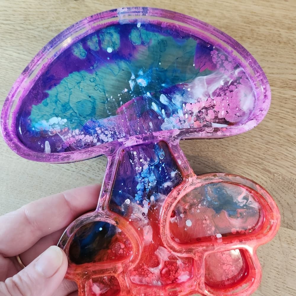 Funky Colorful Resin Mushroom Tray Jewelry Rolling Tray Vanity Make up Holder - Thumbnail 4
