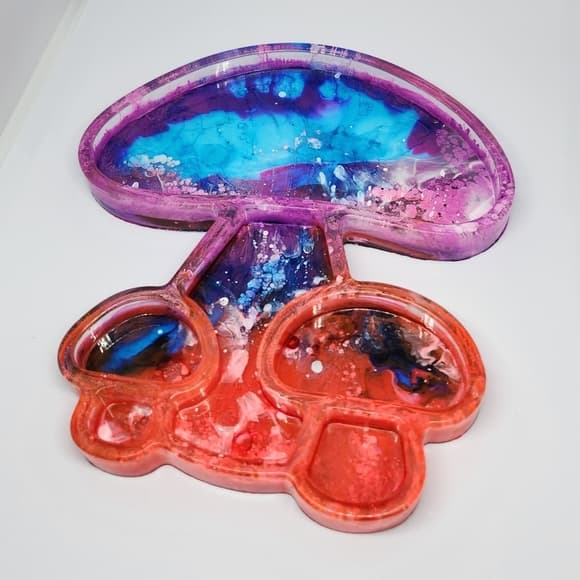 Funky Colorful Resin Mushroom Tray Jewelry Rolling Tray Vanity Make up Holder - Thumbnail 9