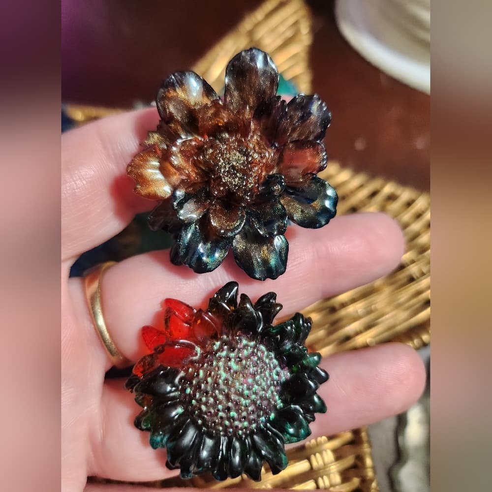 11 Handmade Resin Flower Strong Fridge Magnets Very Colorful - Thumbnail 6