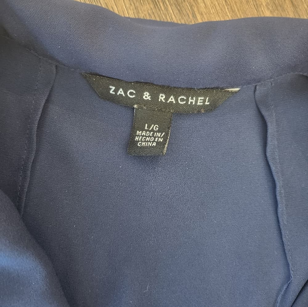 Zac & Rachel Blue Sleeveless Semi Sheer Zip Up Blouse - Thumbnail 3