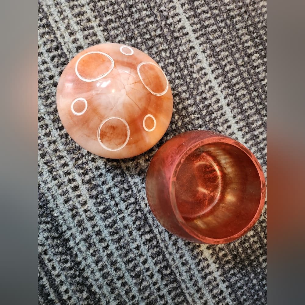 Orange White and Metallic Retro Mushroom Storage Jar Trinket Jewelry Canister - Thumbnail 3